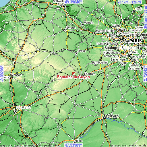 Topographic map of Fontaine-la-Guyon