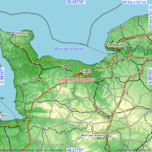 Topographic map of Fontaine-Étoupefour