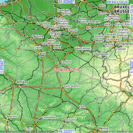 Topographic map of Fontaine-au-Pire