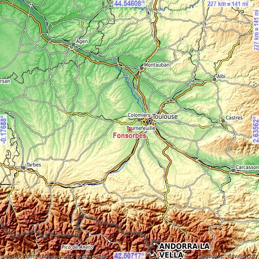 Topographic map of Fonsorbes