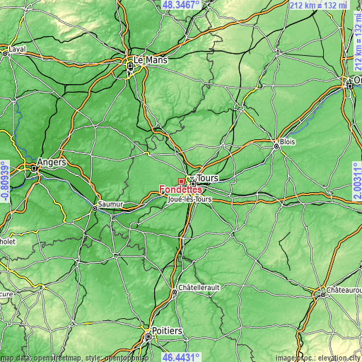 Topographic map of Fondettes