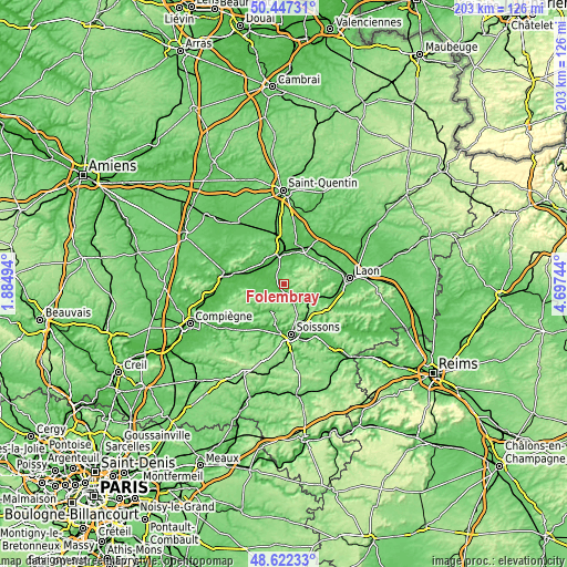 Topographic map of Folembray