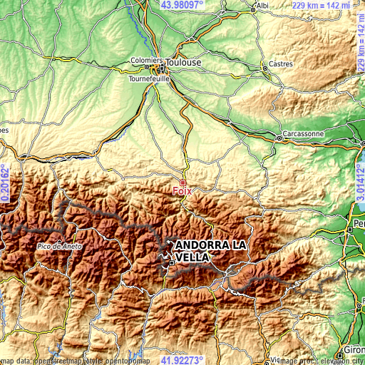 Topographic map of Foix