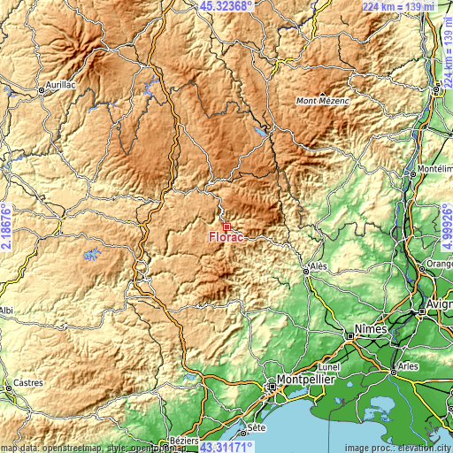 Topographic map of Florac