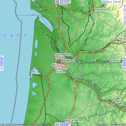 Topographic map of Floirac