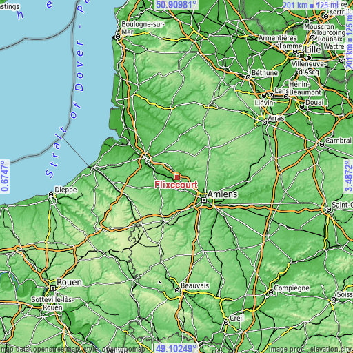 Topographic map of Flixecourt