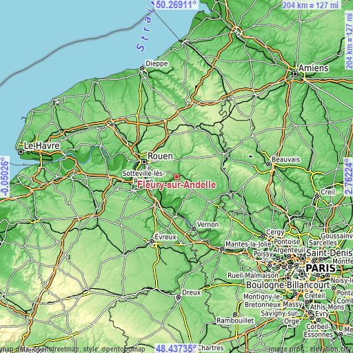 Topographic map of Fleury-sur-Andelle