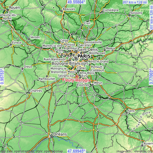 Topographic map of Fleury-Mérogis