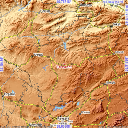 Topographic map of Saraykent