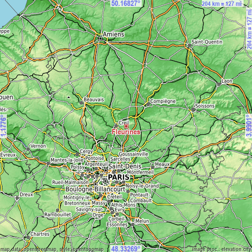 Topographic map of Fleurines