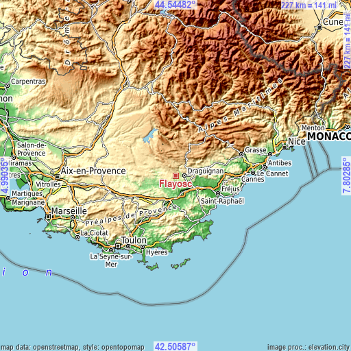 Topographic map of Flayosc
