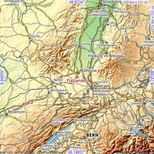 Topographic map of Flaxlanden