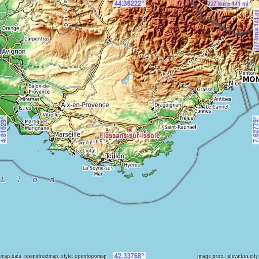 Topographic map of Flassans-sur-Issole