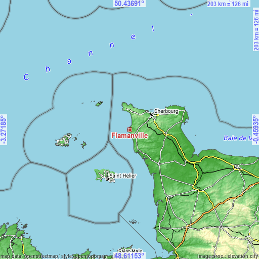 Topographic map of Flamanville