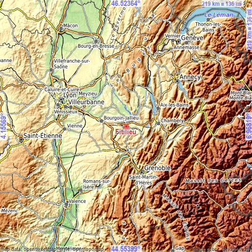 Topographic map of Fitilieu