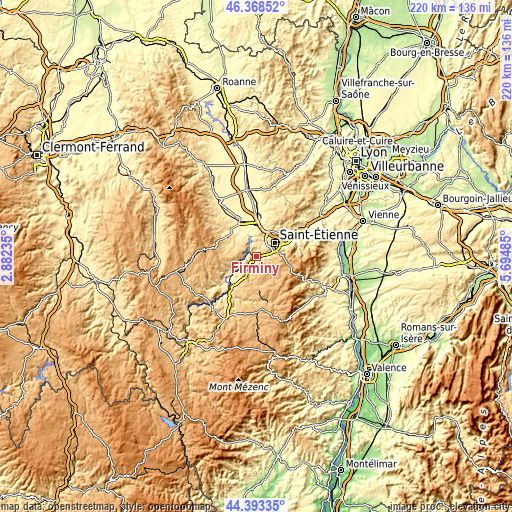 Topographic map of Firminy