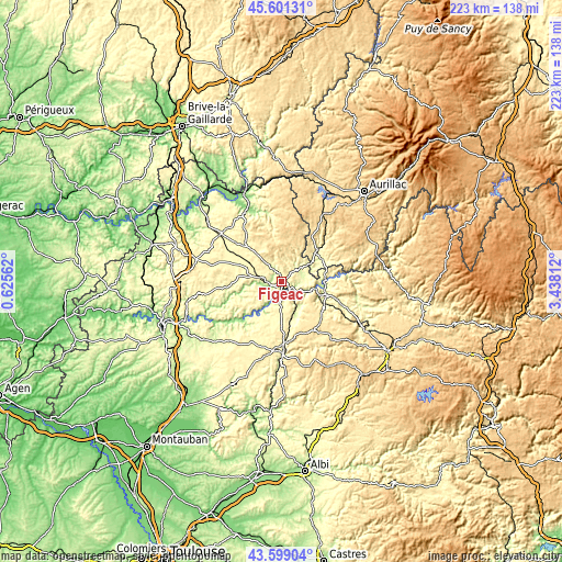 Topographic map of Figeac