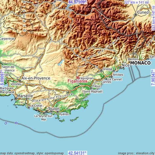 Topographic map of Figanières