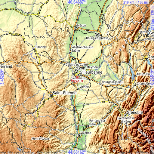 Topographic map of Feyzin
