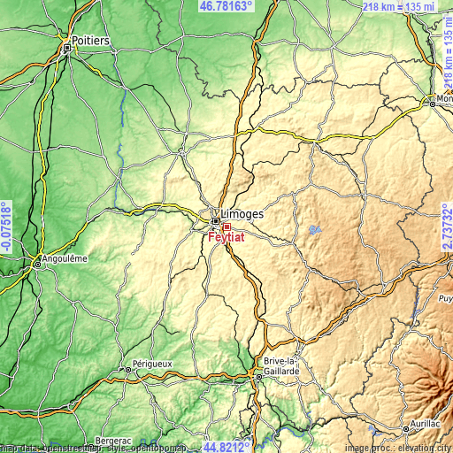 Topographic map of Feytiat
