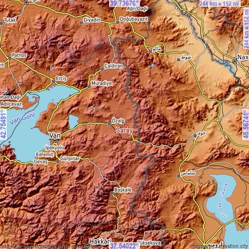 Topographic map of Saray