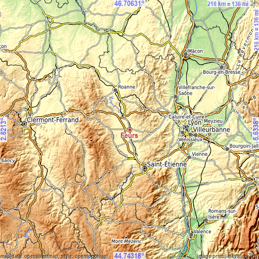 Topographic map of Feurs