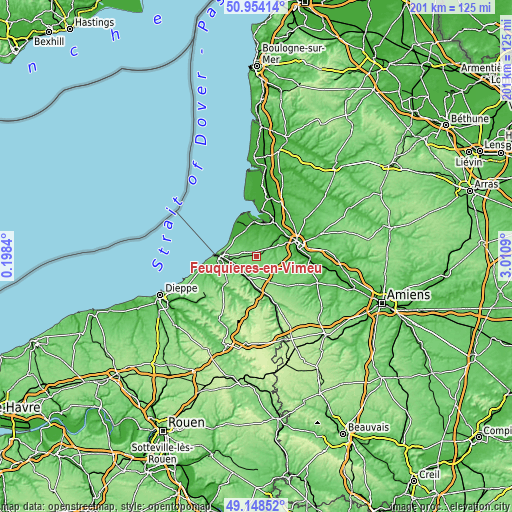 Topographic map of Feuquières-en-Vimeu