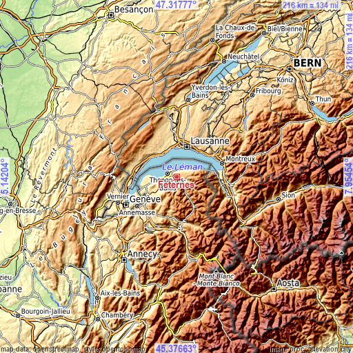 Topographic map of Féternes