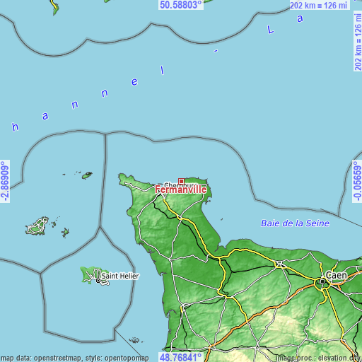 Topographic map of Fermanville