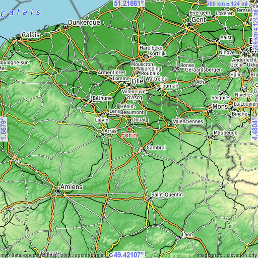 Topographic map of Férin