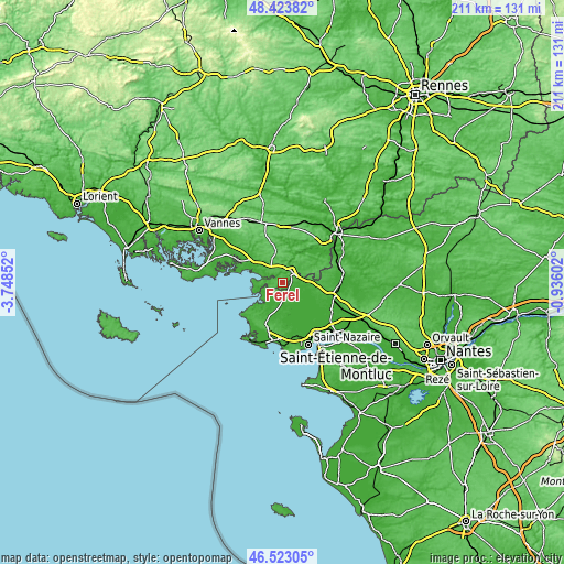 Topographic map of Férel