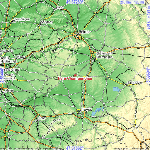 Topographic map of Fère-Champenoise