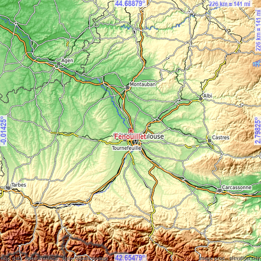 Topographic map of Fenouillet