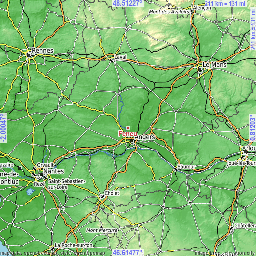 Topographic map of Feneu