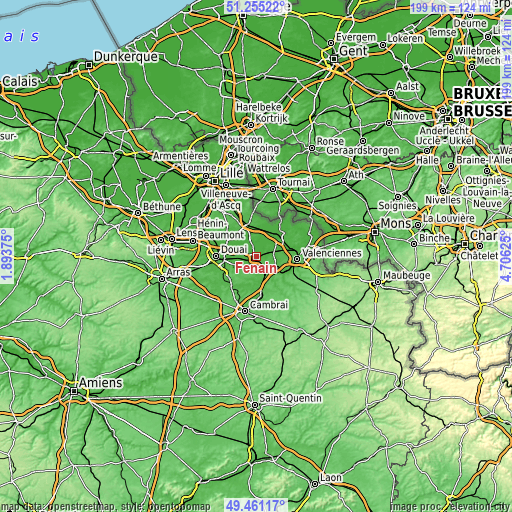 Topographic map of Fenain