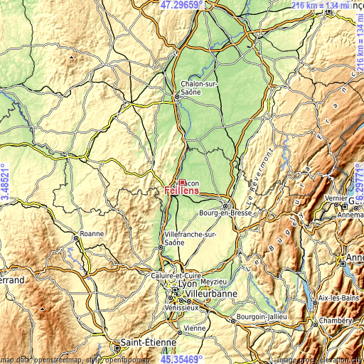 Topographic map of Feillens