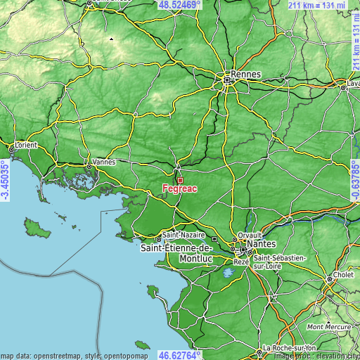 Topographic map of Fégréac