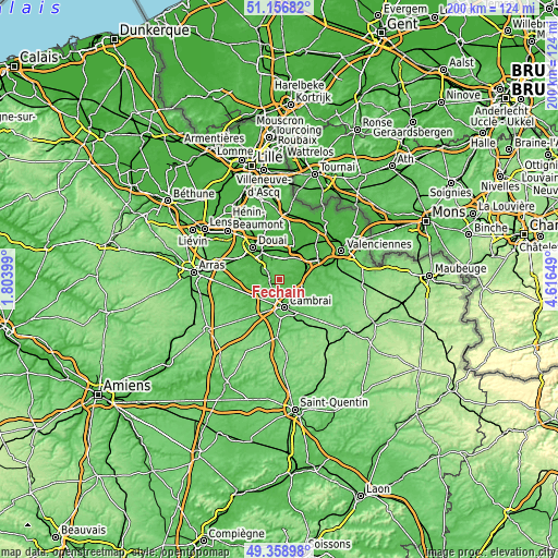 Topographic map of Féchain