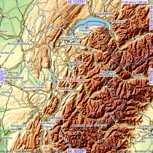 Topographic map of Faverges