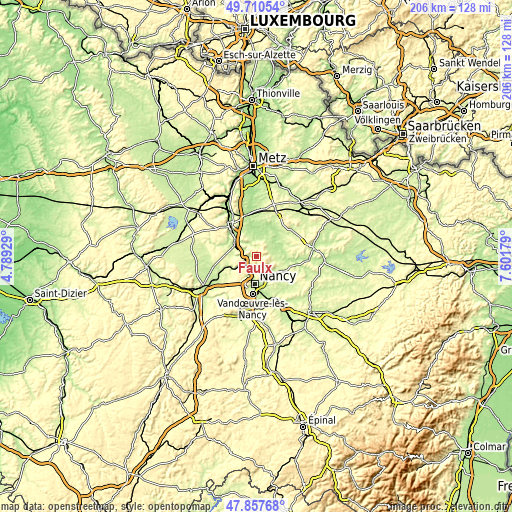 Topographic map of Faulx