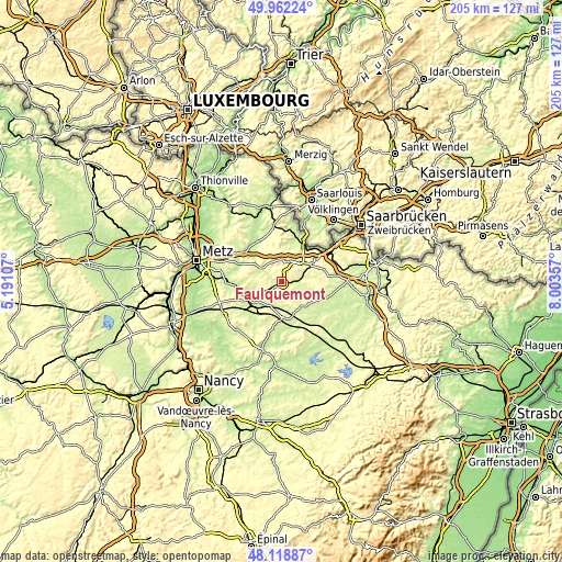 Topographic map of Faulquemont