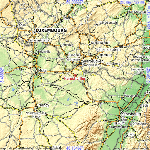 Topographic map of Farschviller