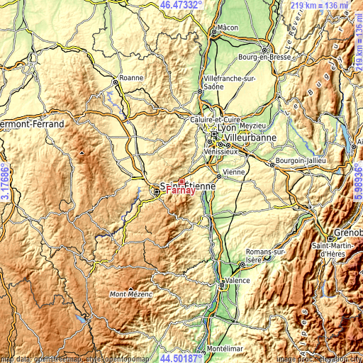 Topographic map of Farnay