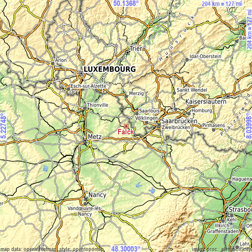 Topographic map of Falck