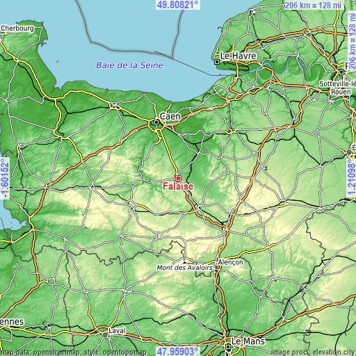 Topographic map of Falaise