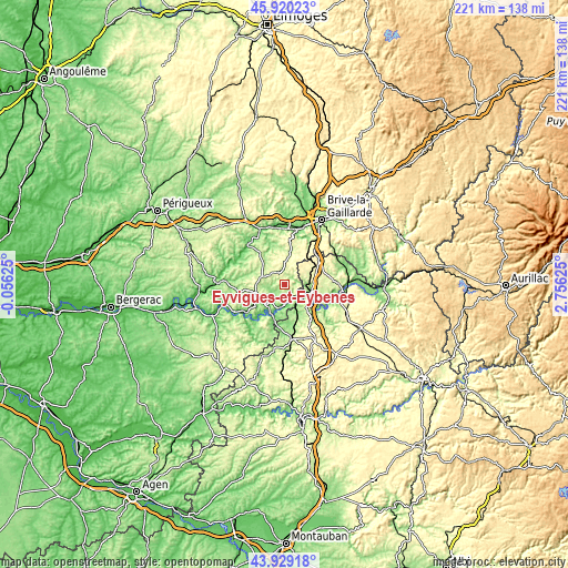 Topographic map of Eyvigues-et-Eybènes