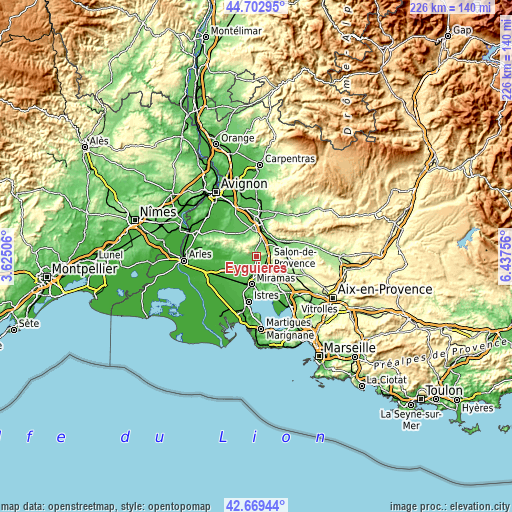 Topographic map of Eyguières