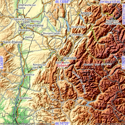 Topographic map of Eybens