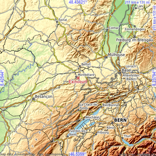 Topographic map of Exincourt