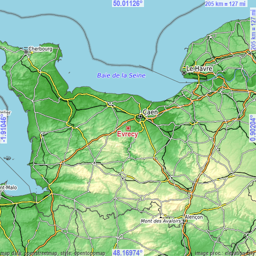 Topographic map of Évrecy